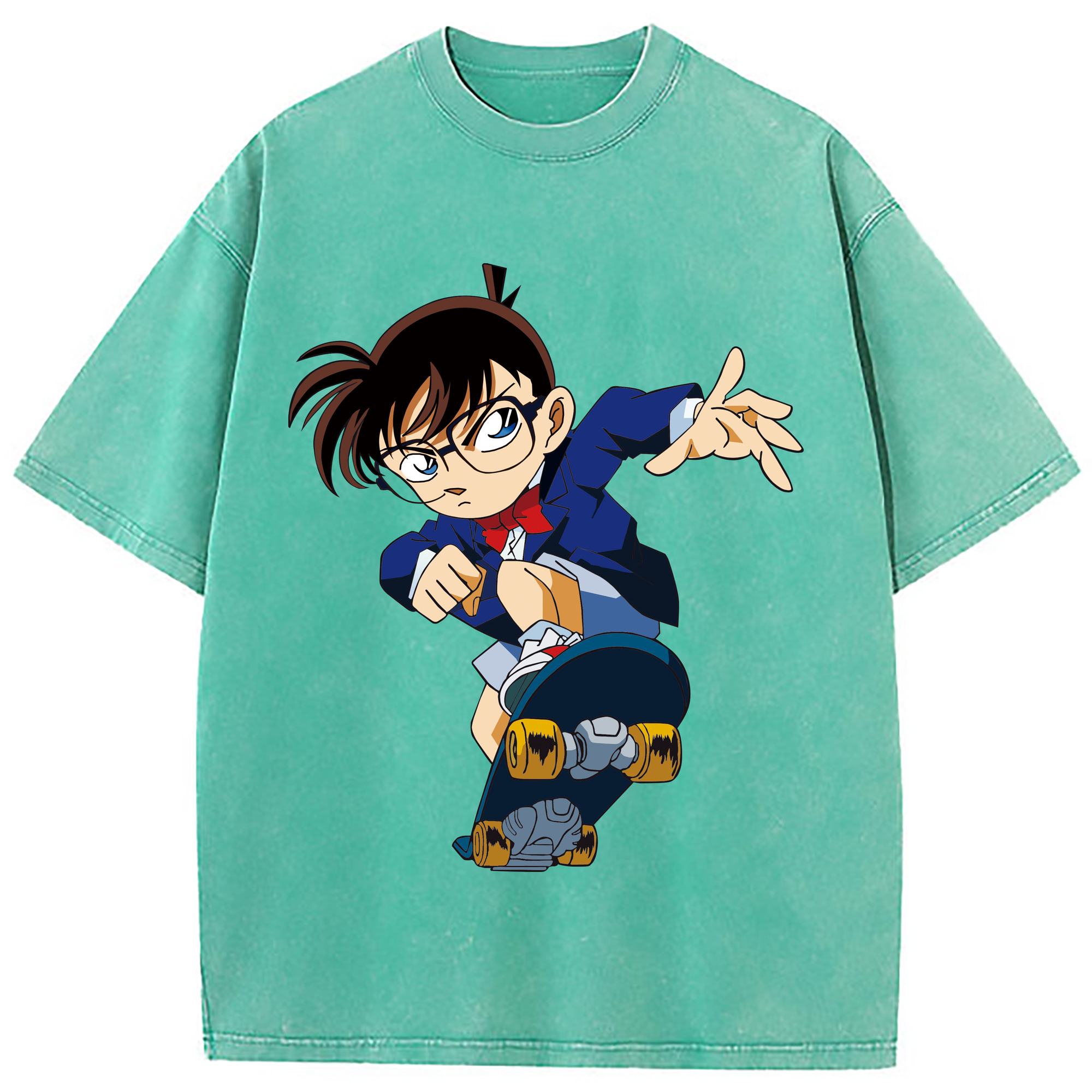 （画像用） 名探偵コナン 江戸川 コナン Detective Conan Conan Edogawa 綿100% ヴィンテージ風 半袖Tシャツ（フロントプリント）
